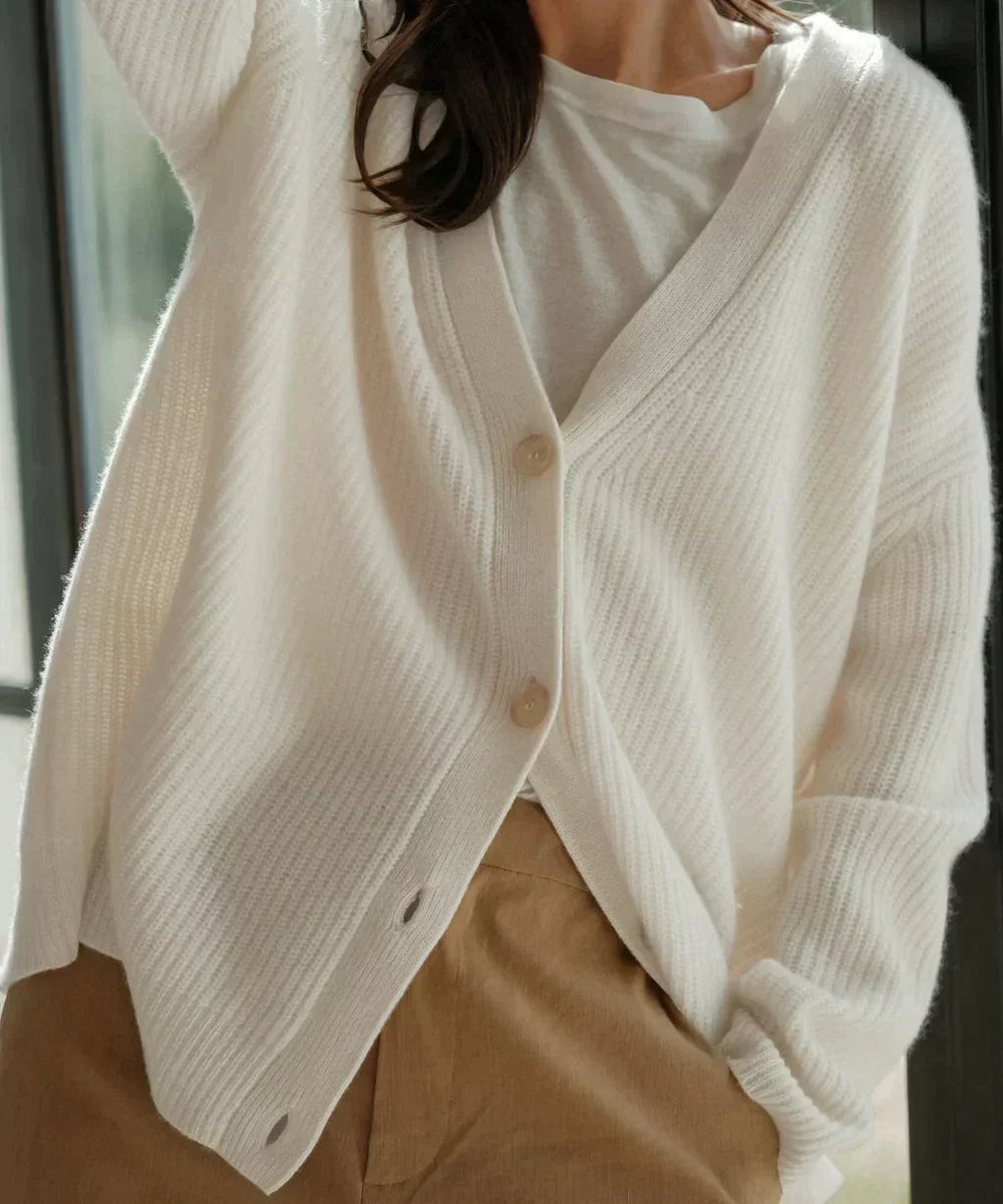 Ingrid - Gilet Tricoté V-Hals Oversize Élégant