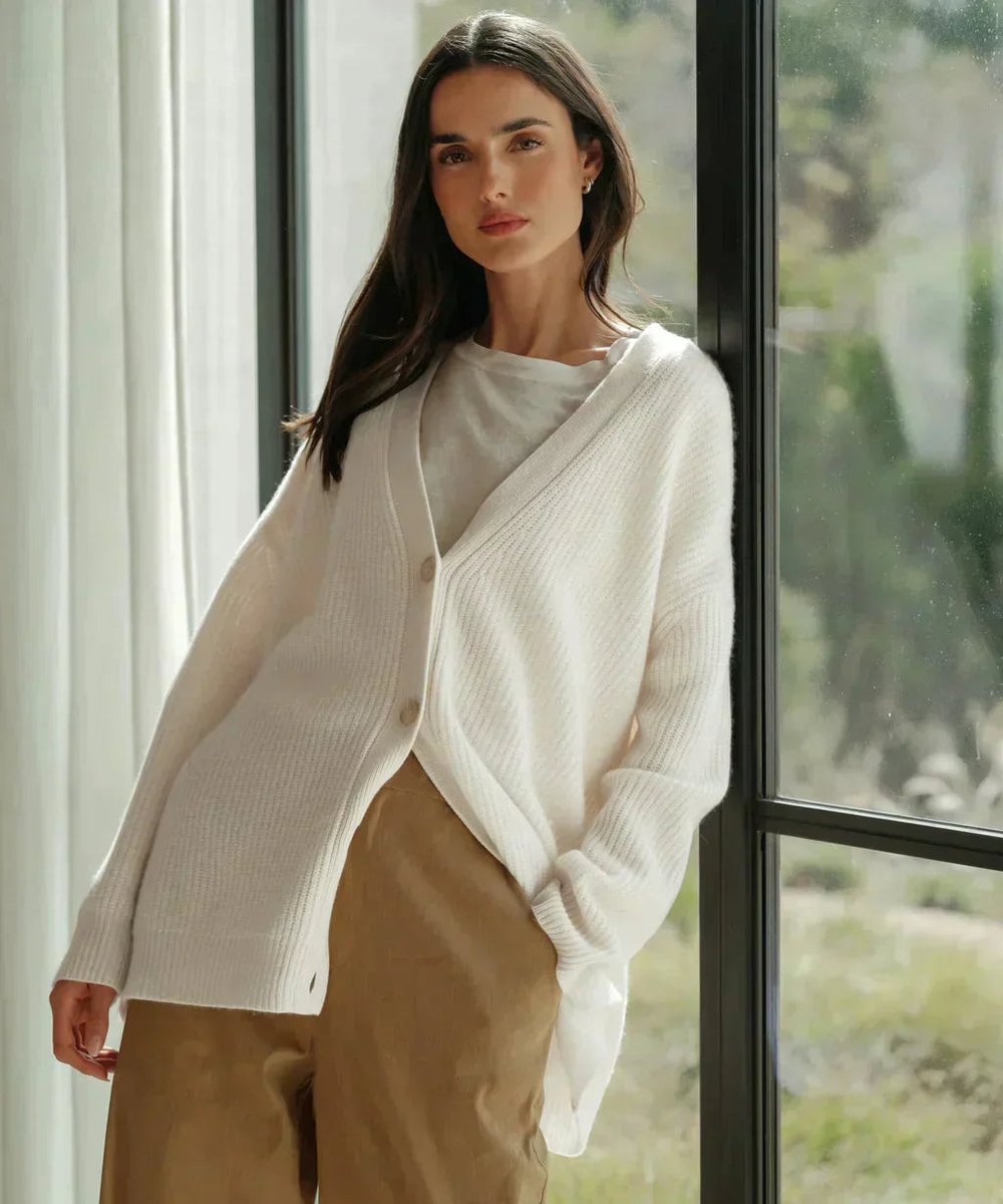 Ingrid - Gilet Tricoté V-Hals Oversize Élégant