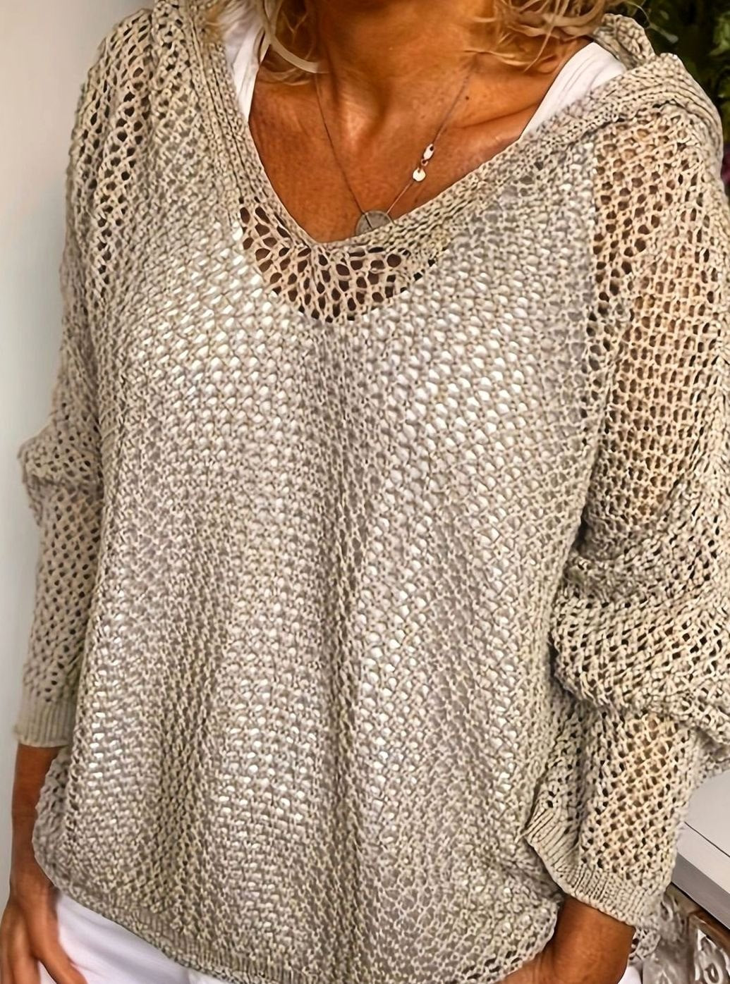 Camila | Pull à capuche en maille ouverte pour femmes