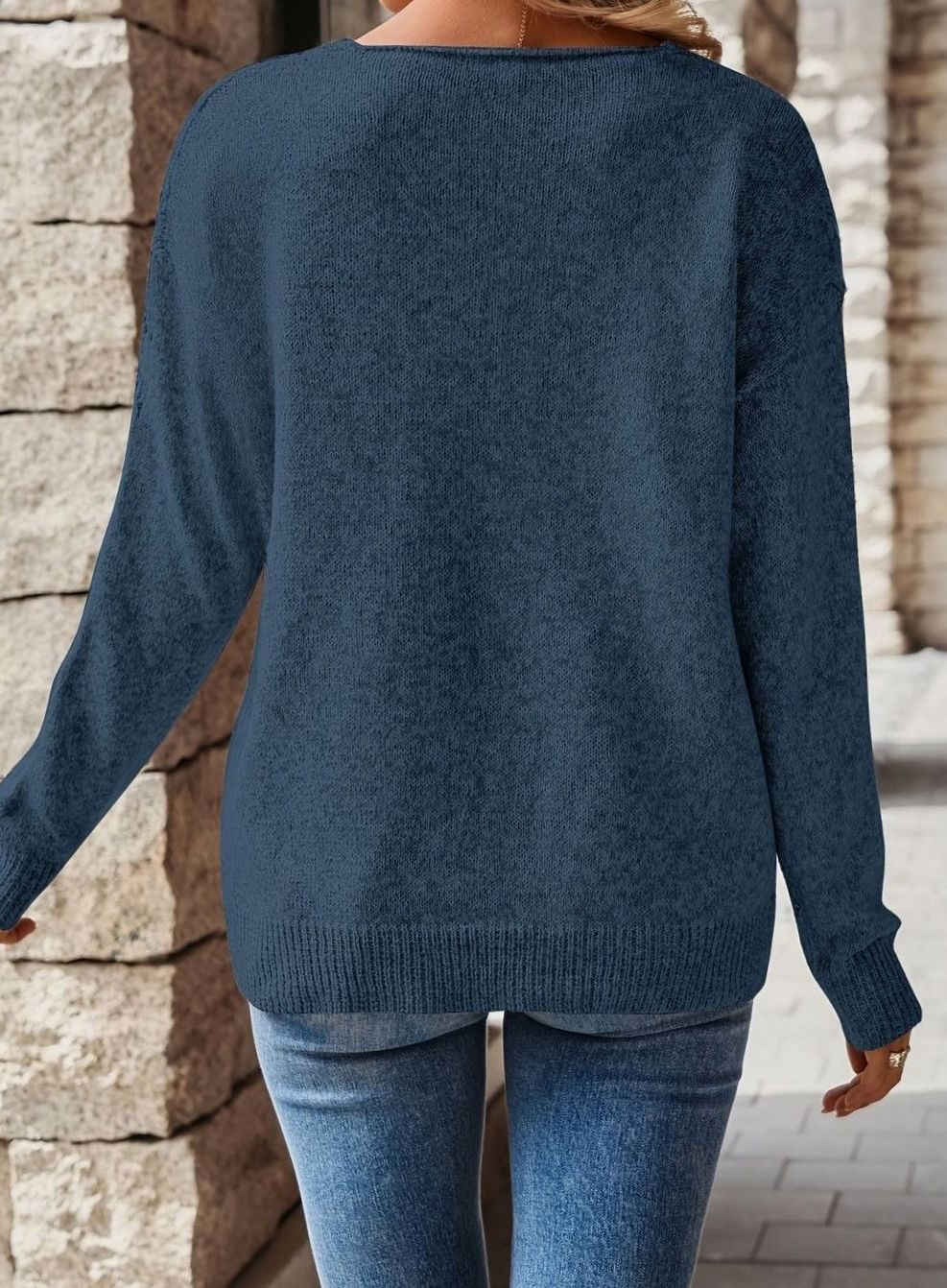 Sophia | Pull en maille pointelle à col V décontracté pour femmes
