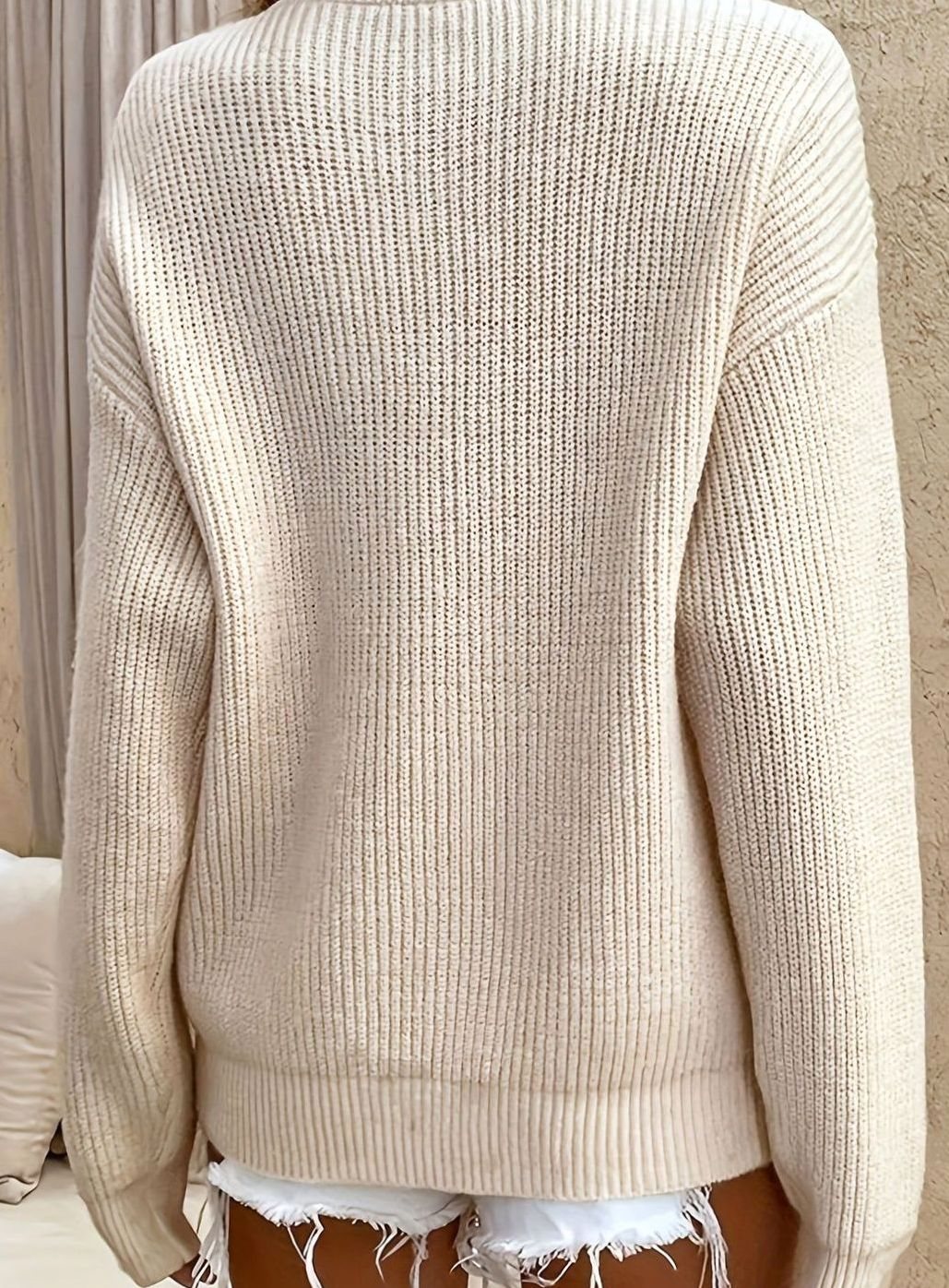 Eleanor | Pull en maille à col Henley côtelé pour femmes