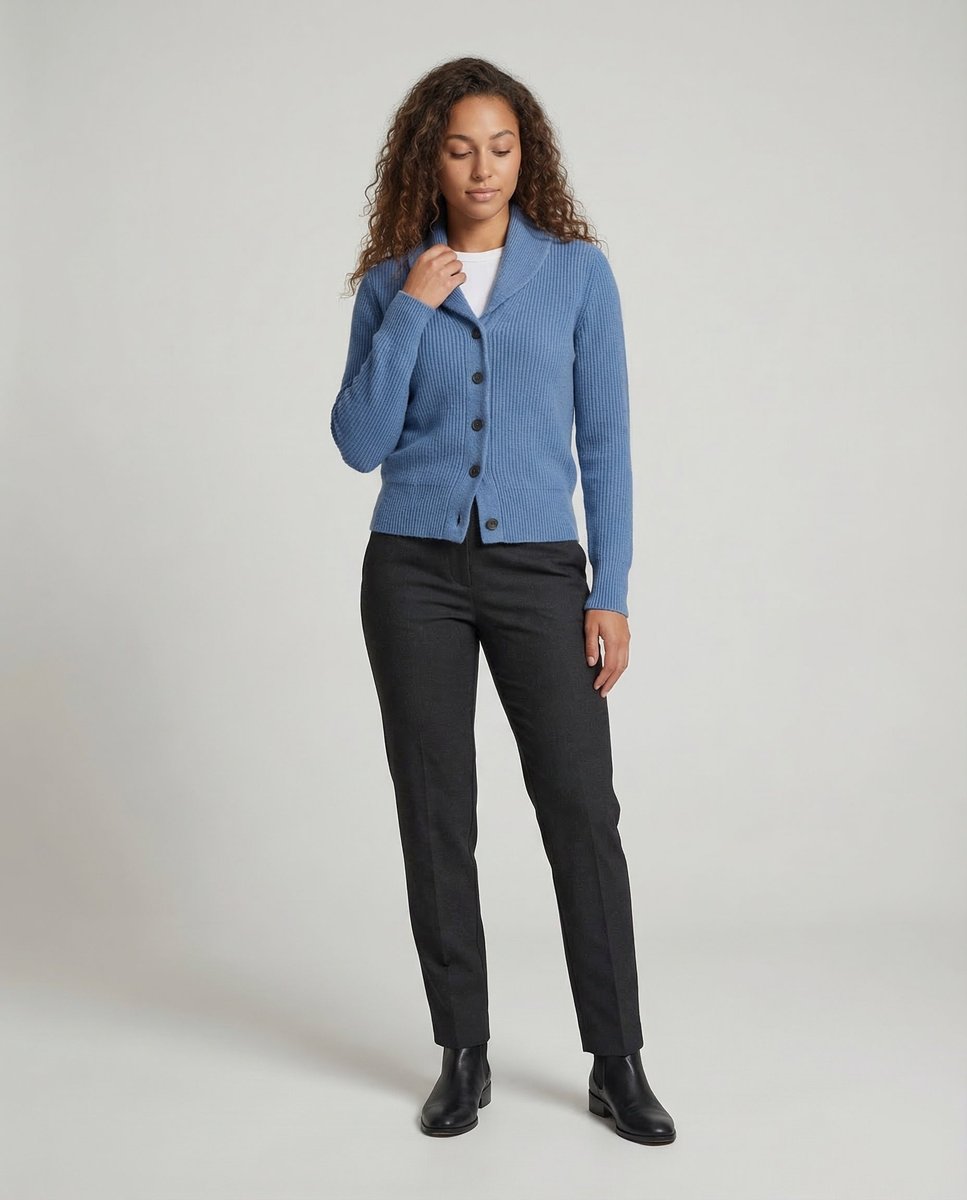 Aria | Gilet à col cranté en maille côtelée pour femmes