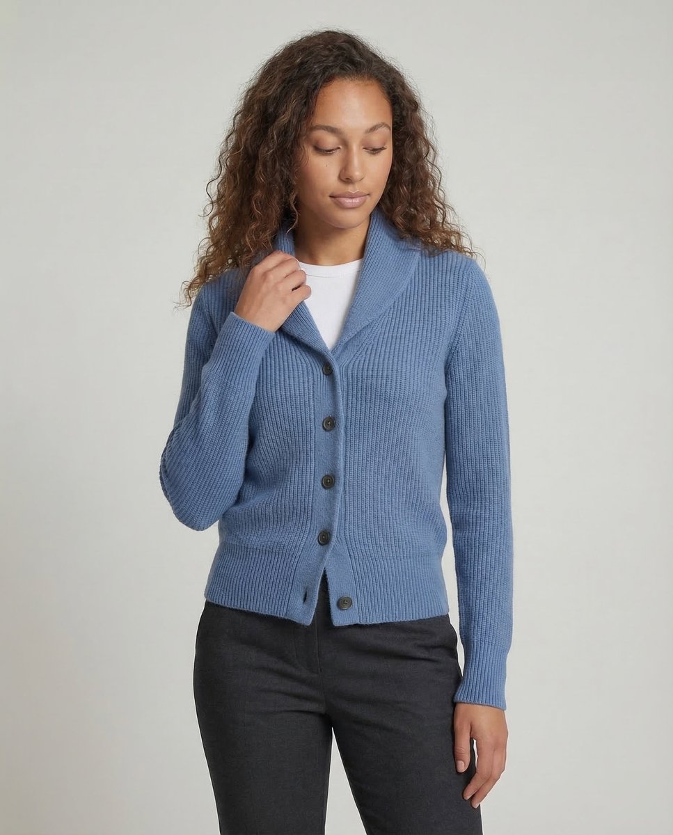 Aria | Gilet à col cranté en maille côtelée pour femmes