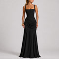 Sophia | Robe Maxi à Encolure Carrée Froncée pour Femme - Invité de Mariage d'Automne
