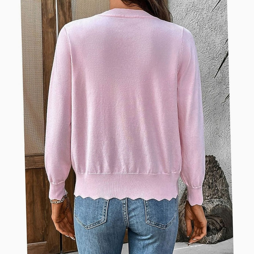 Madison | Cardigan en Tricot à Boutons et Bords Festonnés pour Femmes