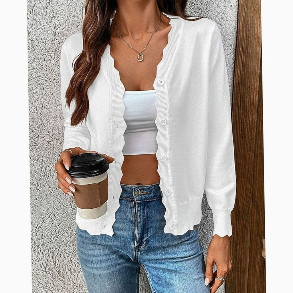Madison | Cardigan en Tricot à Boutons et Bords Festonnés pour Femmes
