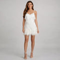 Luna | Robe de cocktail à sequins et plumes pour femmes
