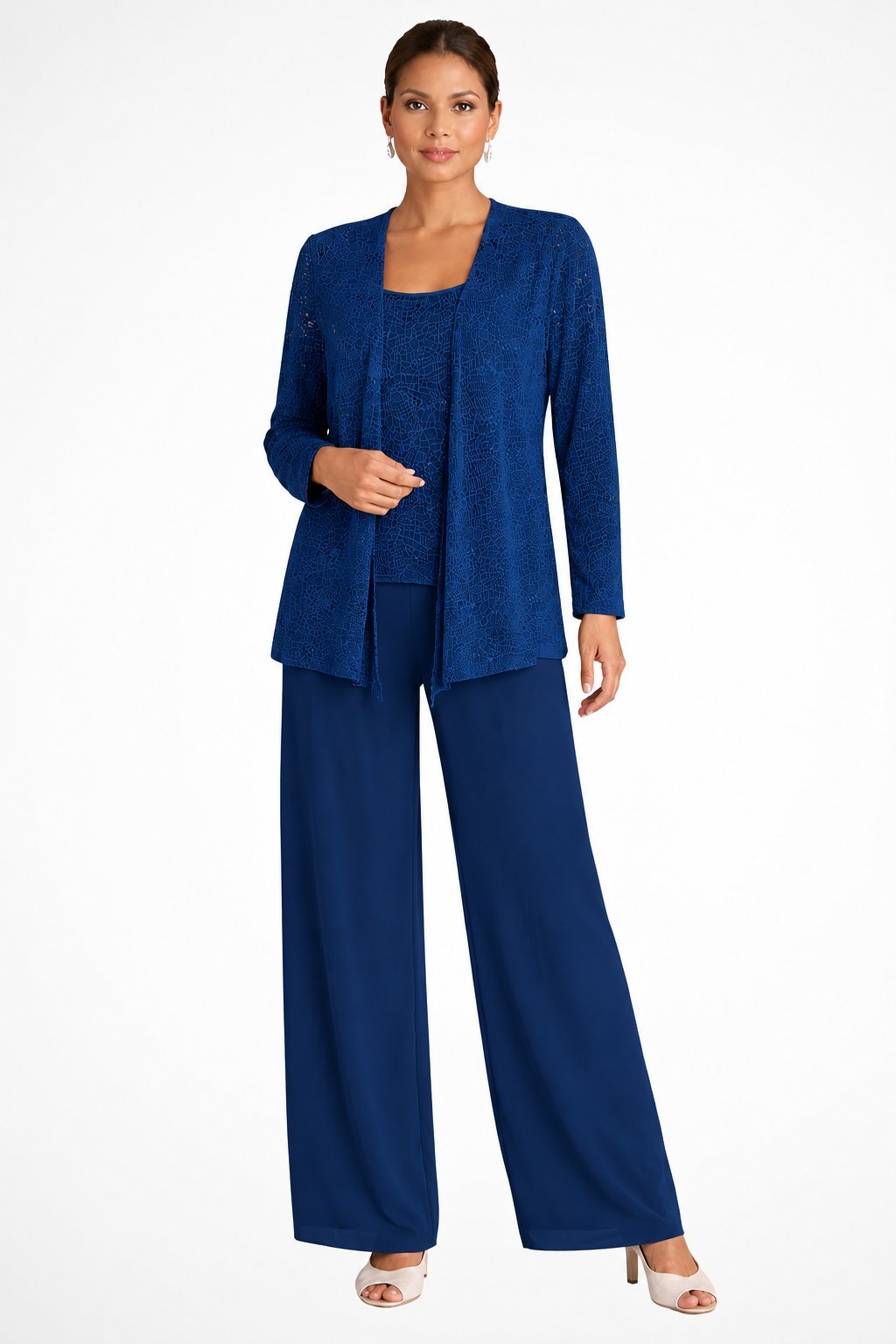 Luna | Costume Pantalon Large à Sequins en Trois Pièces pour Femmes à Manches Longues