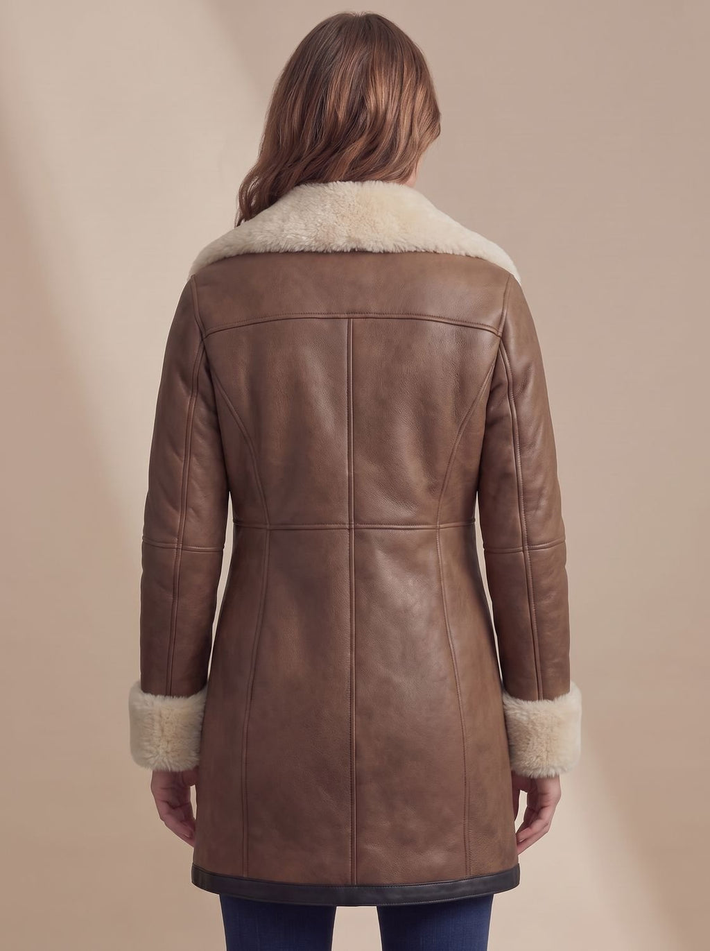 Aria | Manteau d'hiver en cuir avec col en peau de mouton pour femmes