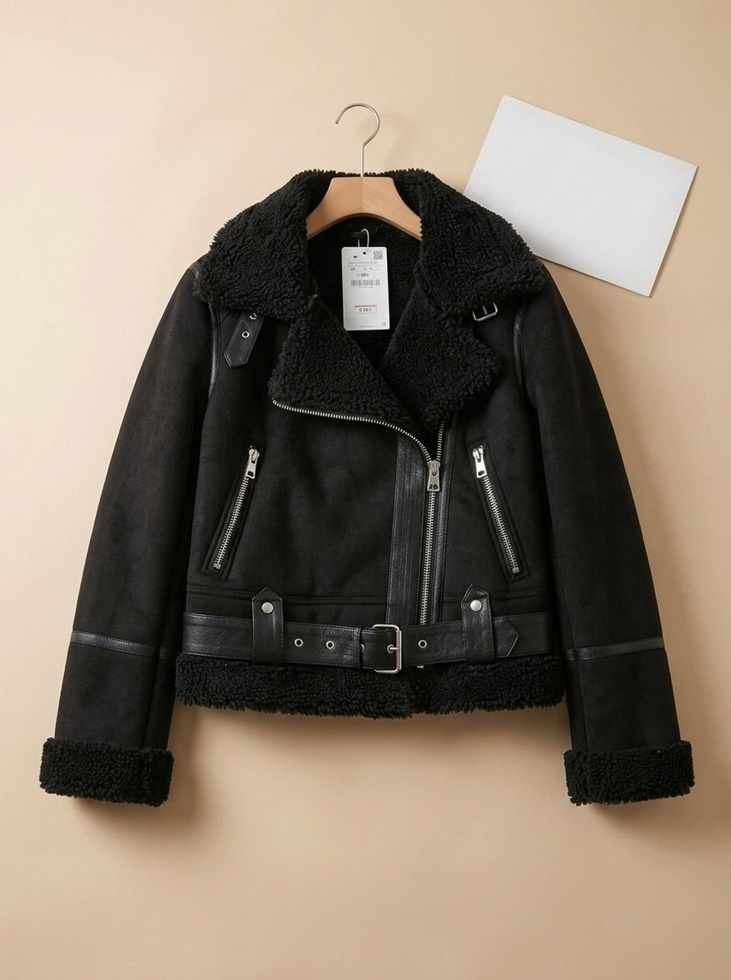 Amelia | Veste de moto courte en shearling pour femmes, marron