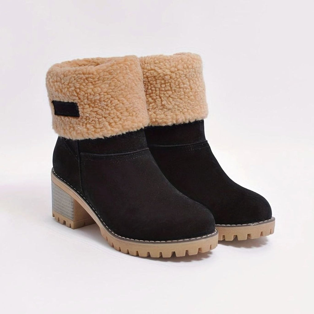 Layla | Bottes d'hiver en neige pour femmes avec revers en sherpa et talon bloc