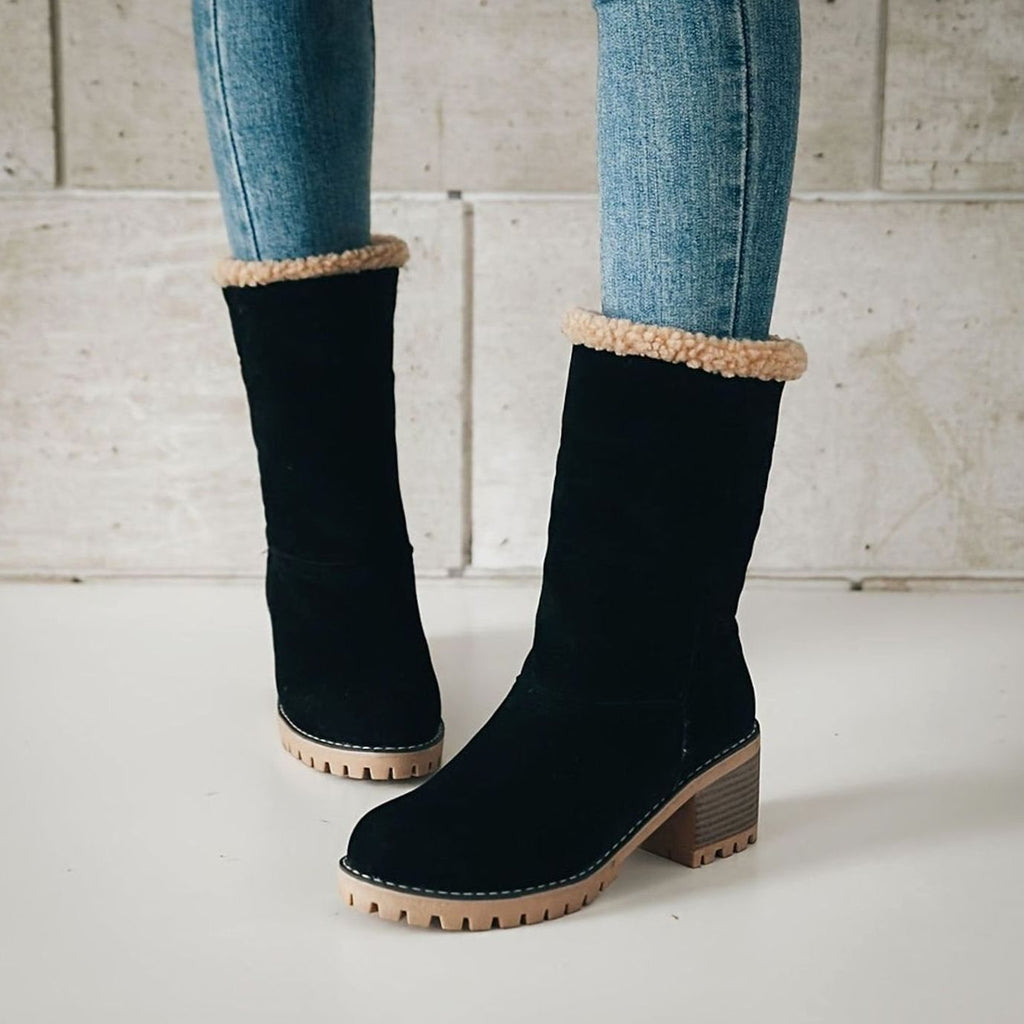 Layla | Bottes d'hiver en neige pour femmes avec revers en sherpa et talon bloc