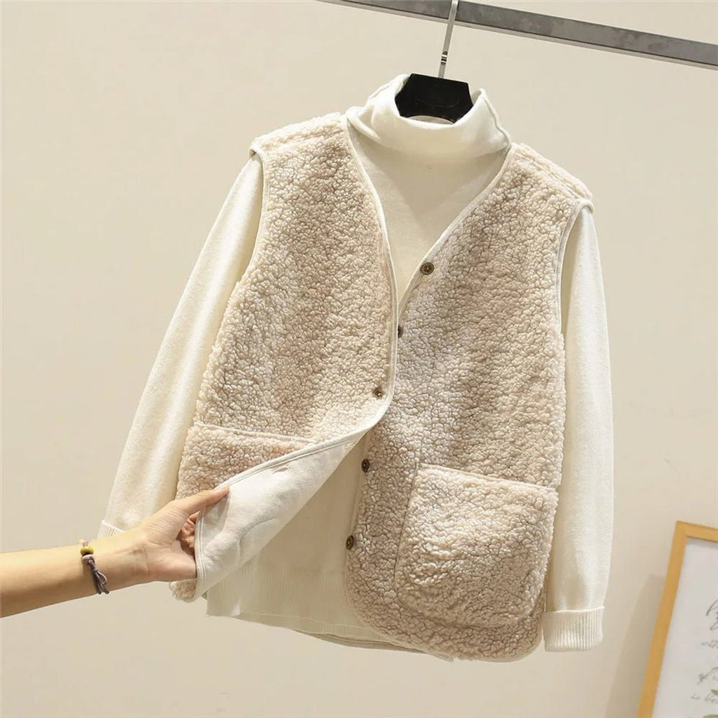 Sophie - Gilet Teddy Élégant à Boutons