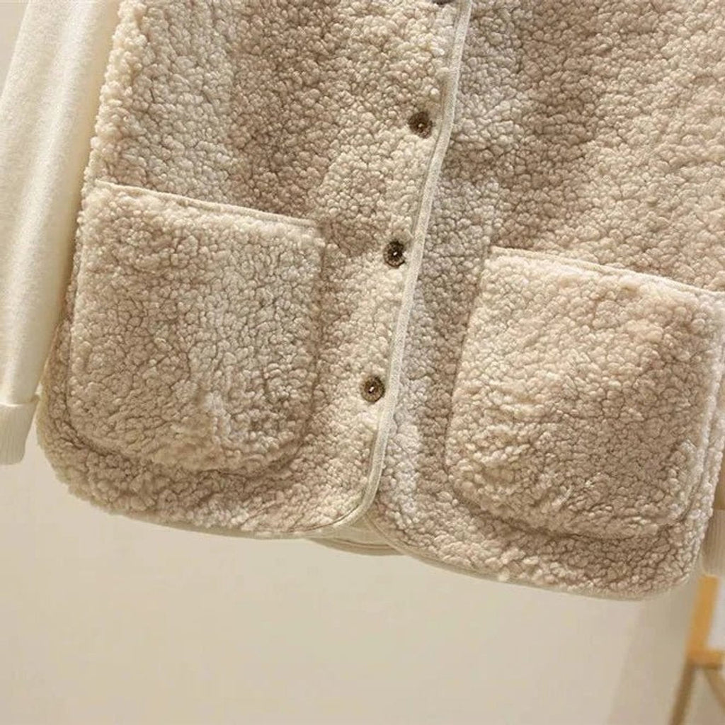 Sophie - Gilet Teddy Élégant à Boutons