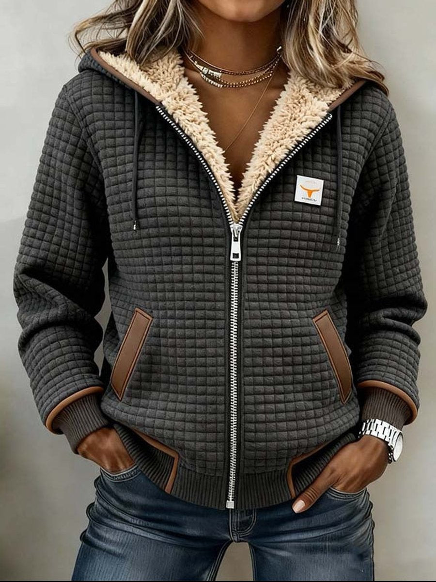 Veste femme matelassée à capuche avec doublure sherpa