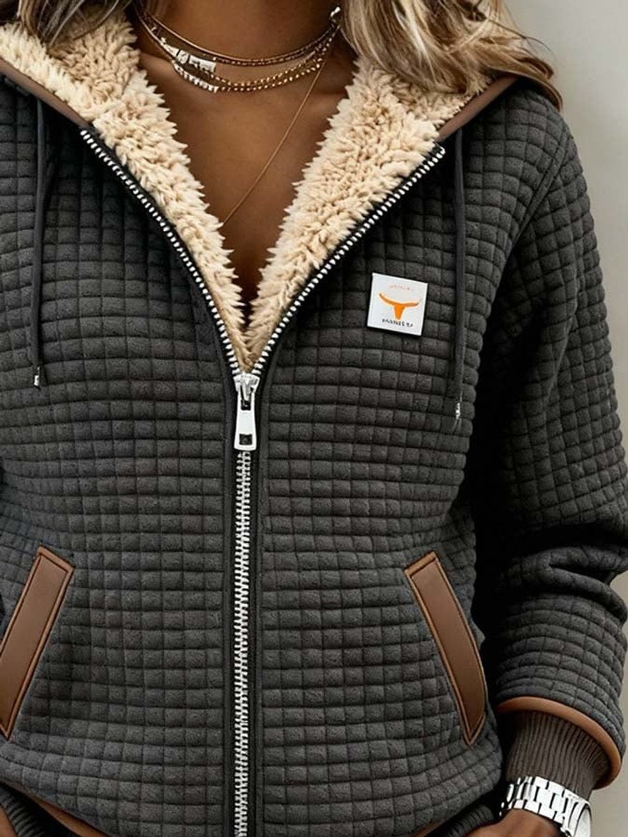 Veste femme matelassée à capuche avec doublure sherpa