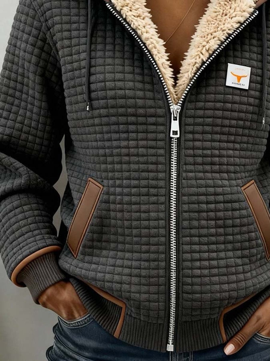 Veste femme matelassée à capuche avec doublure sherpa