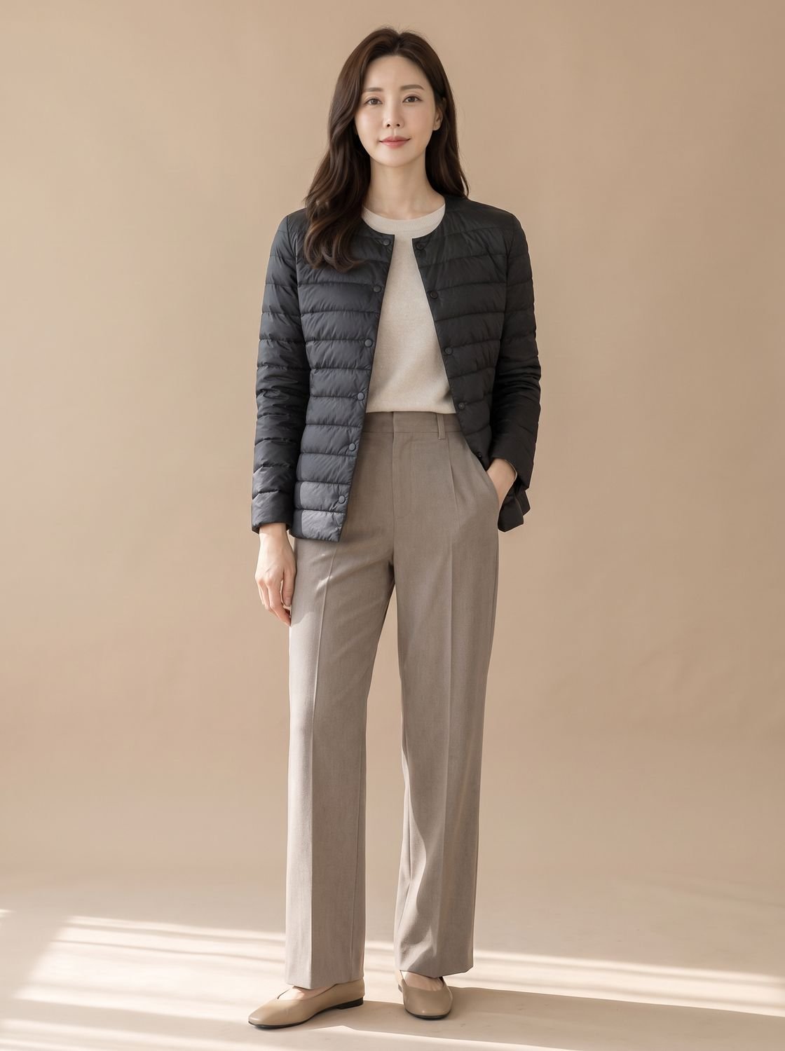 Grace | Veste doudoune matelassée sans col à boutons-pression pour femme