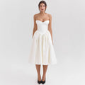 Amelia | Robe Cocktail Midi en Satin Sans Manches pour Femmes