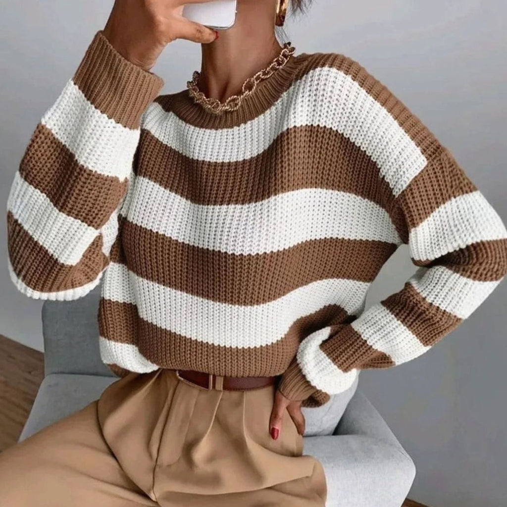 Emma | Pull en tricot à col rond décontracté pour femmes à rayures