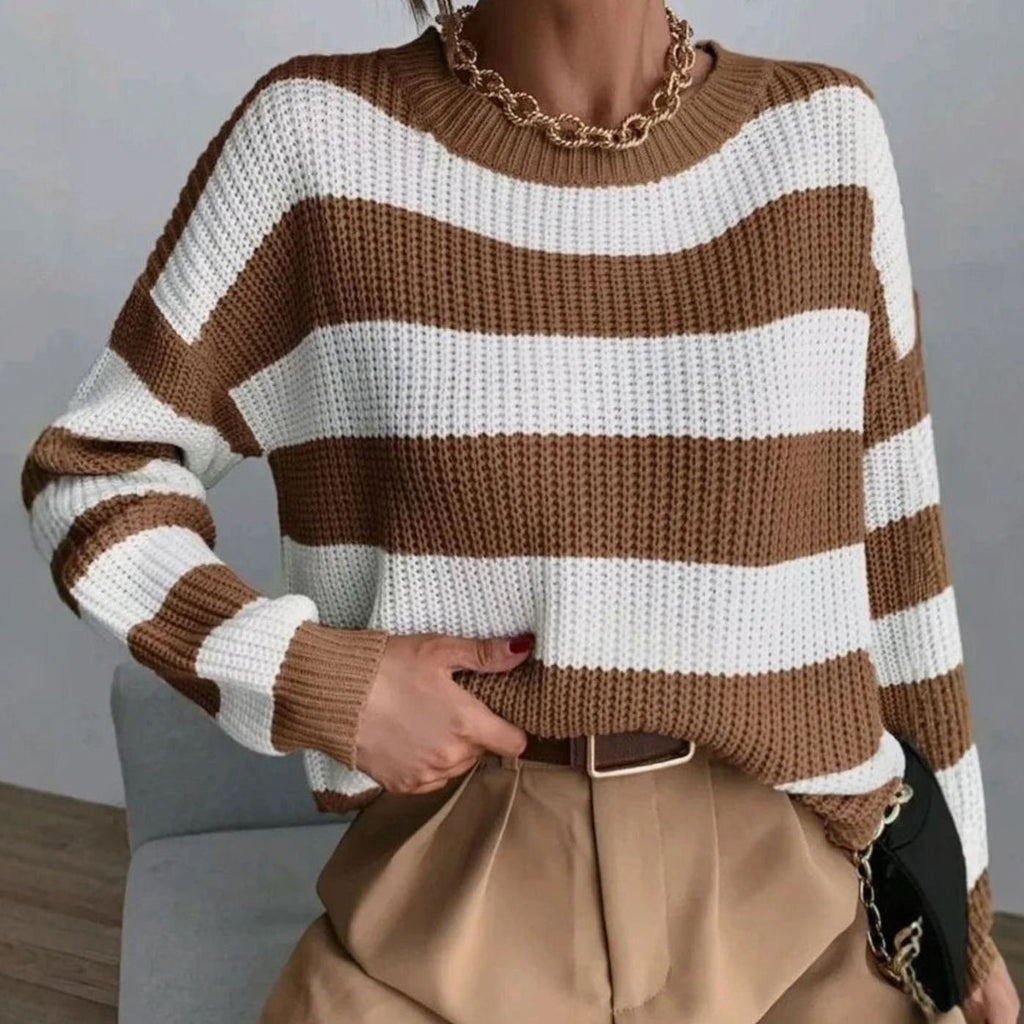 Emma | Pull en tricot à col rond décontracté pour femmes à rayures