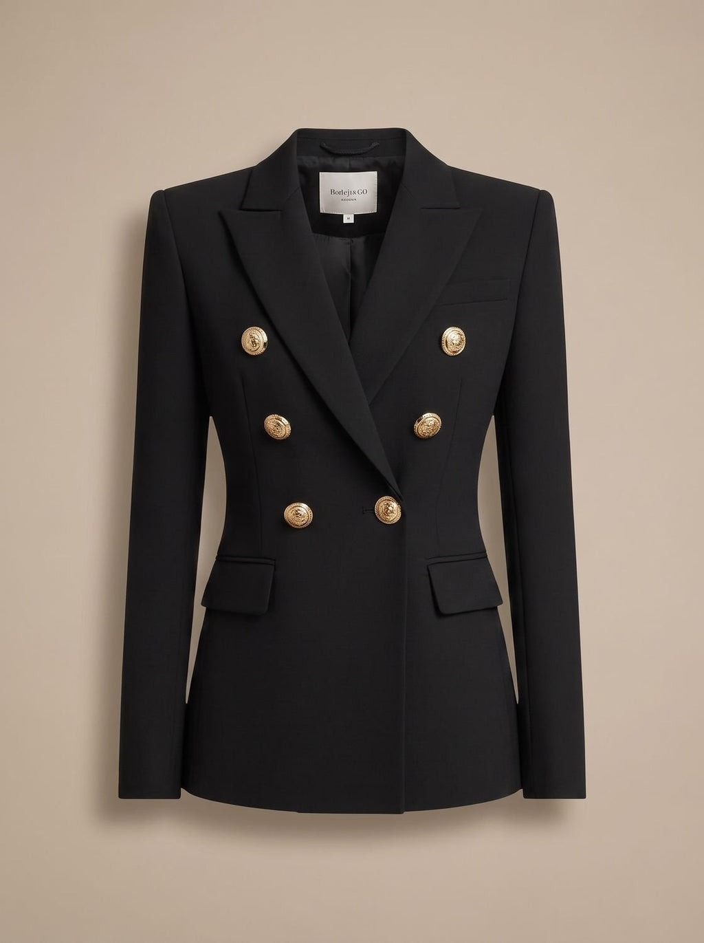 Madison | Blazer Femme Ajusté Croisé à Double Boutonnage Doré