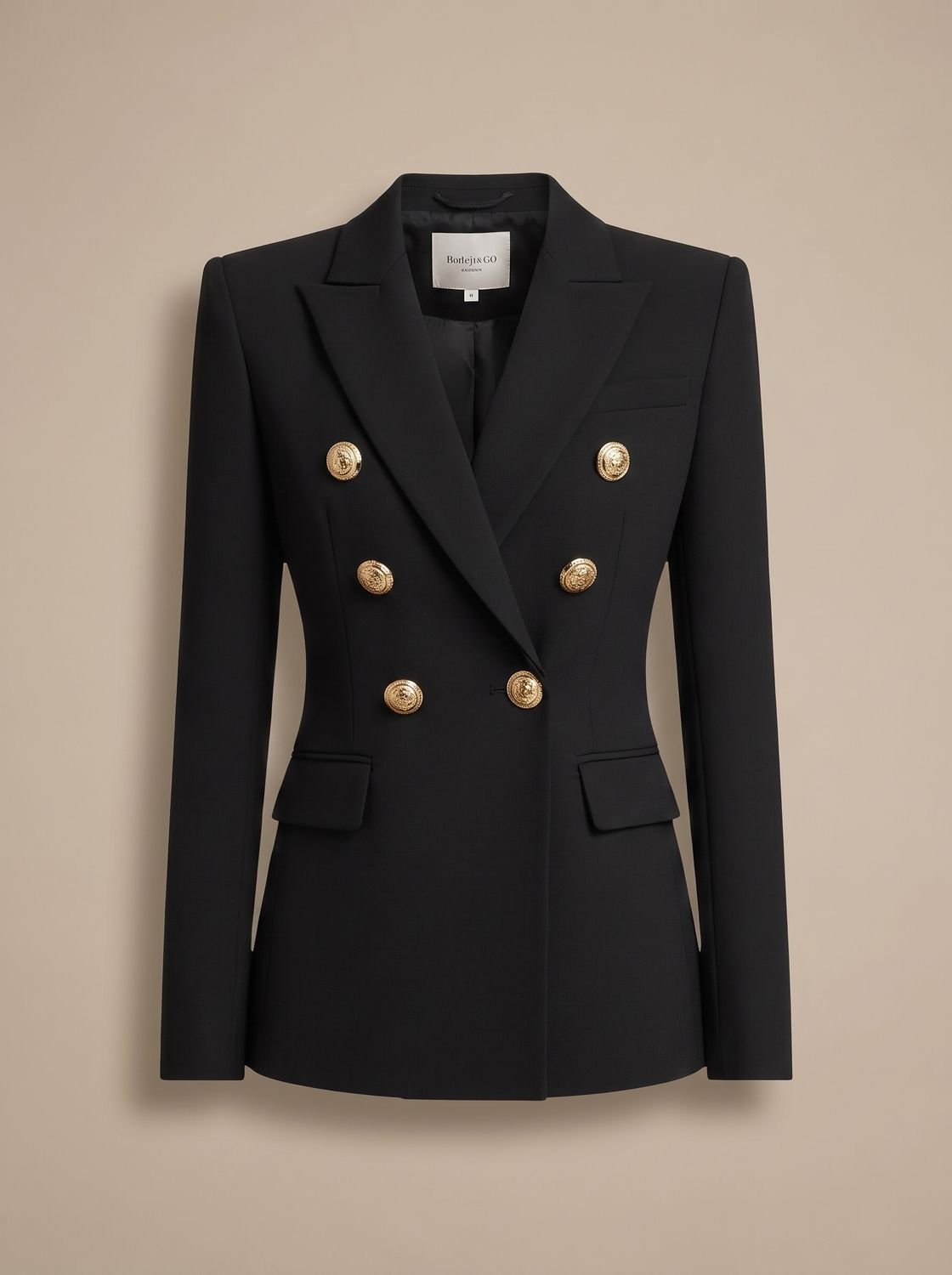 Madison | Blazer Femme Ajusté Croisé à Double Boutonnage Doré