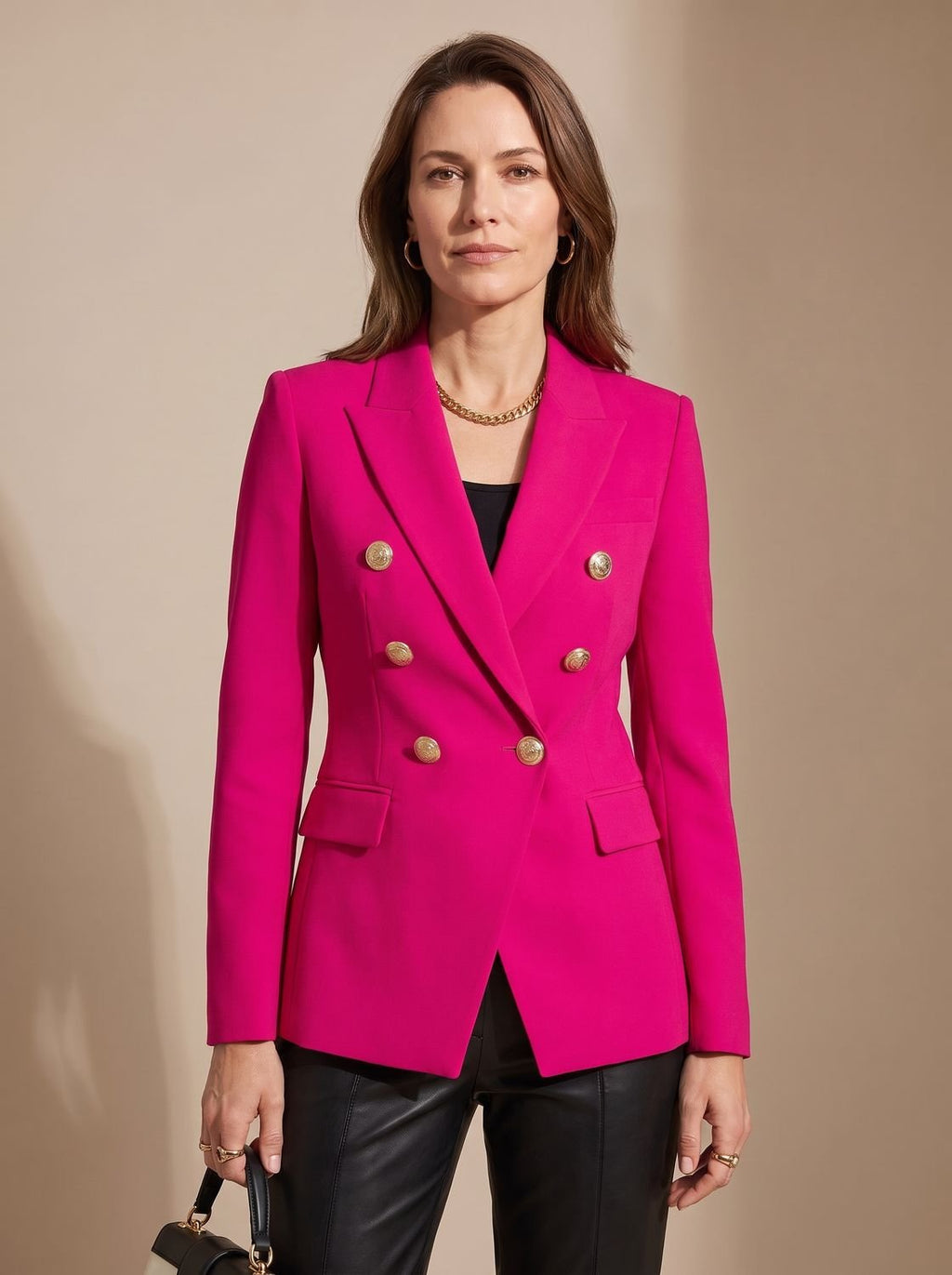 Madison | Blazer Femme Ajusté Croisé à Double Boutonnage Doré