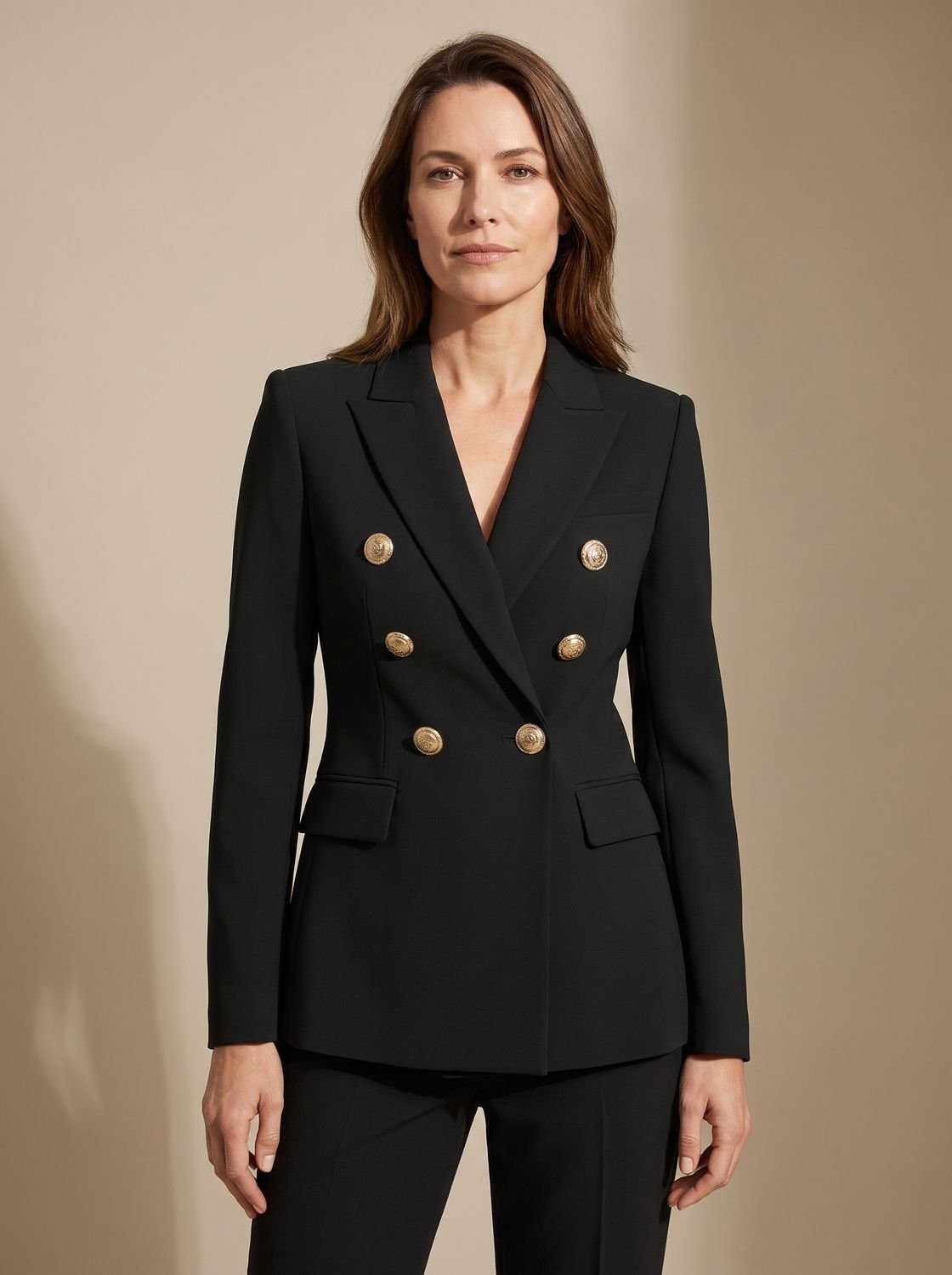 Madison | Blazer Femme Ajusté Croisé à Double Boutonnage Doré