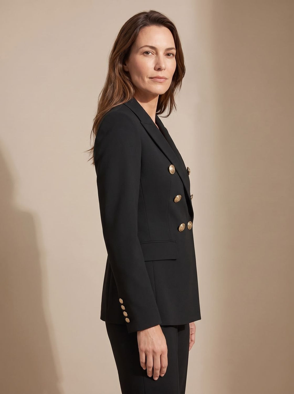 Madison | Blazer Femme Ajusté Croisé à Double Boutonnage Doré