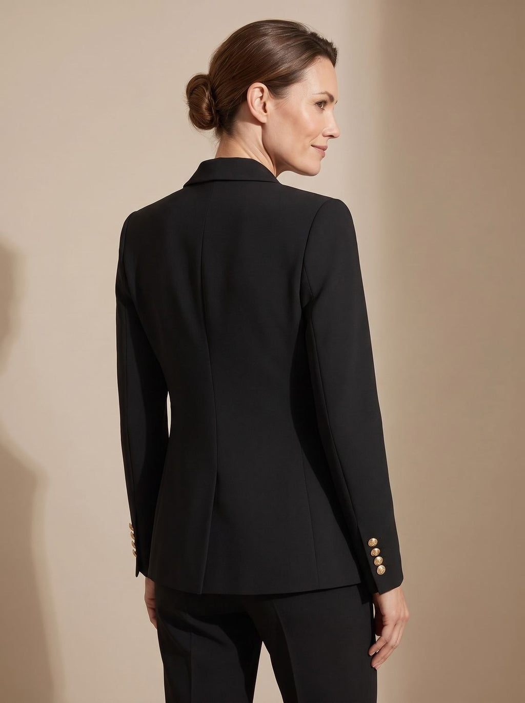 Madison | Blazer Femme Ajusté Croisé à Double Boutonnage Doré