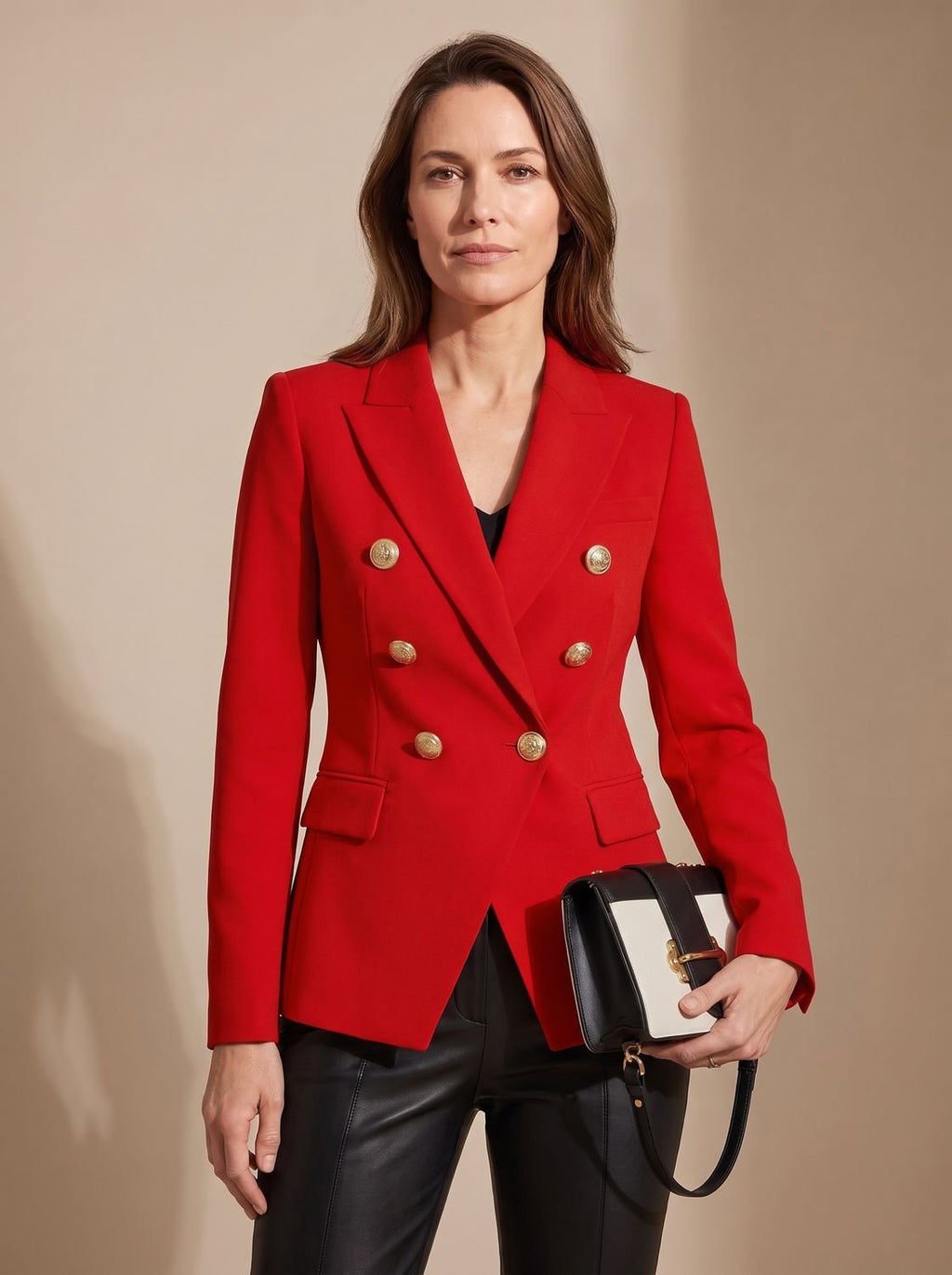 Madison | Blazer Femme Ajusté Croisé à Double Boutonnage Doré
