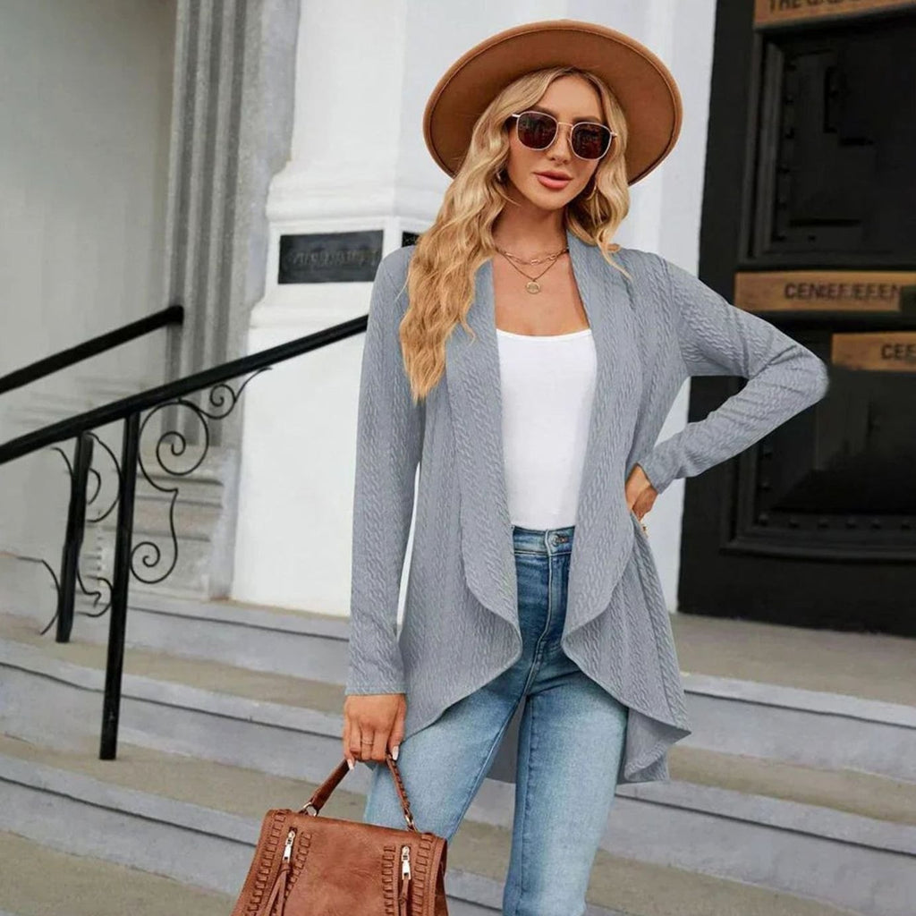 Isabella | Gilet long à manches longues texturé pour femmes