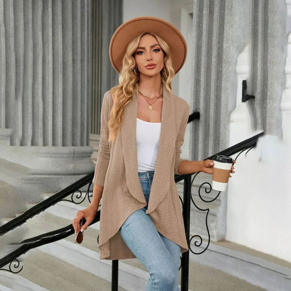 Isabella | Gilet long à manches longues texturé pour femmes