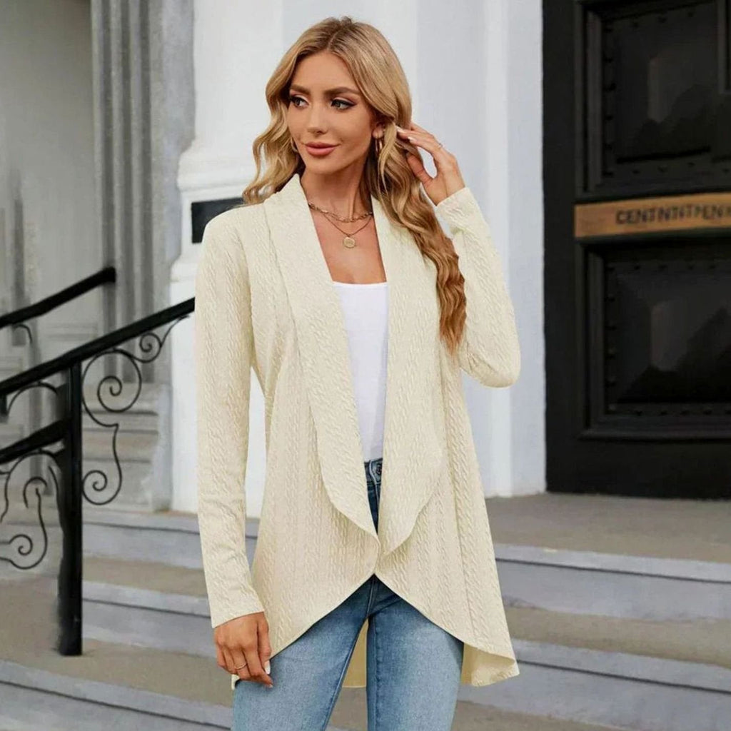Isabella | Gilet long à manches longues texturé pour femmes