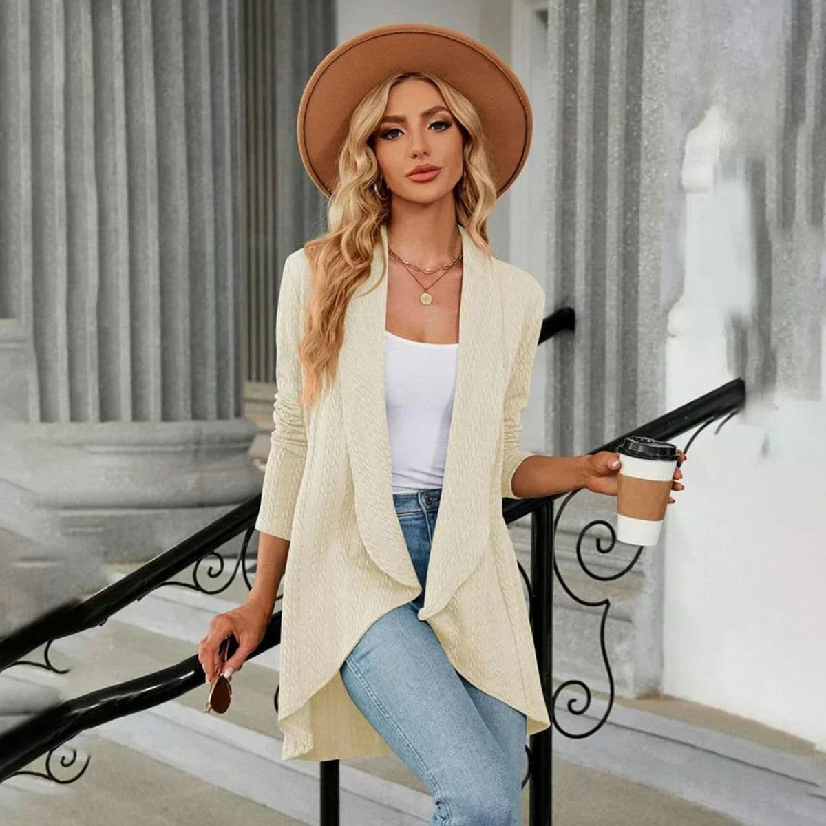 Karen - Gilet Asymétrique en Tricot Stylé