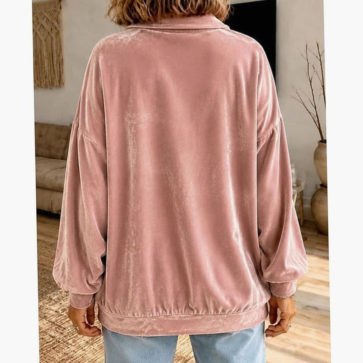 Layla | Pull décontracté en velours pour femmes avec col et patte de boutonnage