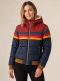 Sophia | Veste Puffer Imperméable à Capuche pour Femmes avec Rayures Rétro Colorées