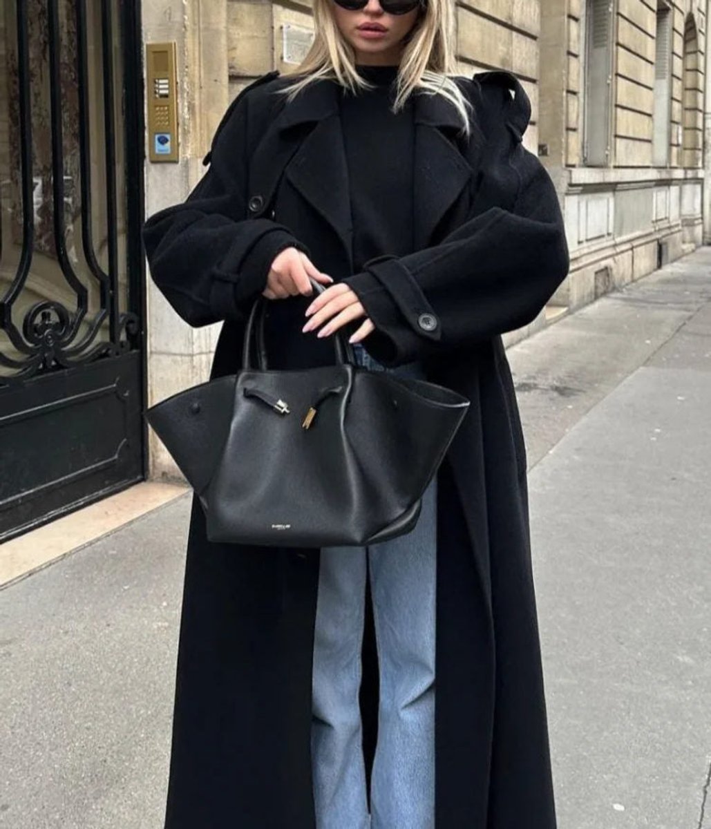Manteau Trench Long pour Femmes d'Hiver avec Ceinture et Double Rangée de Boutons
