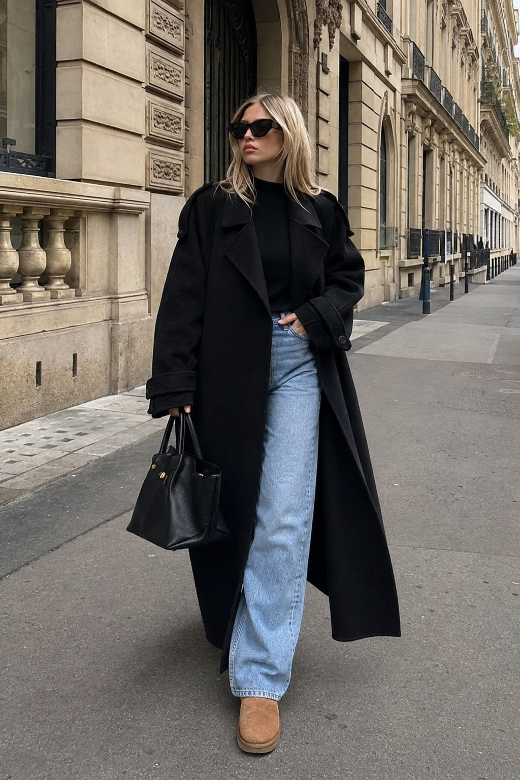 Manteau Trench en Laine pour Femmes avec Col Revers – Double Boutonnage avec Ceinture