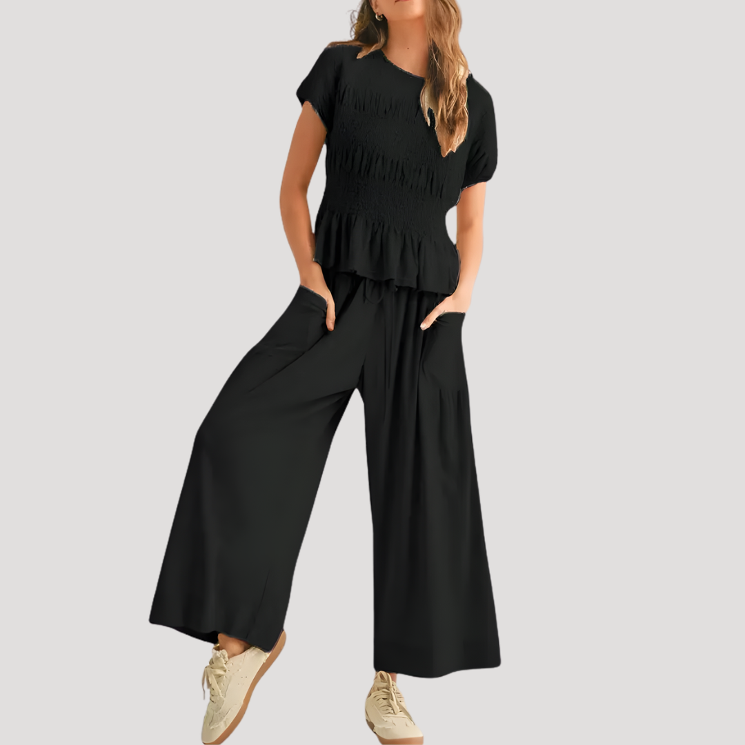 Zelda | Ensemble Top Peplum et Pantalons Large