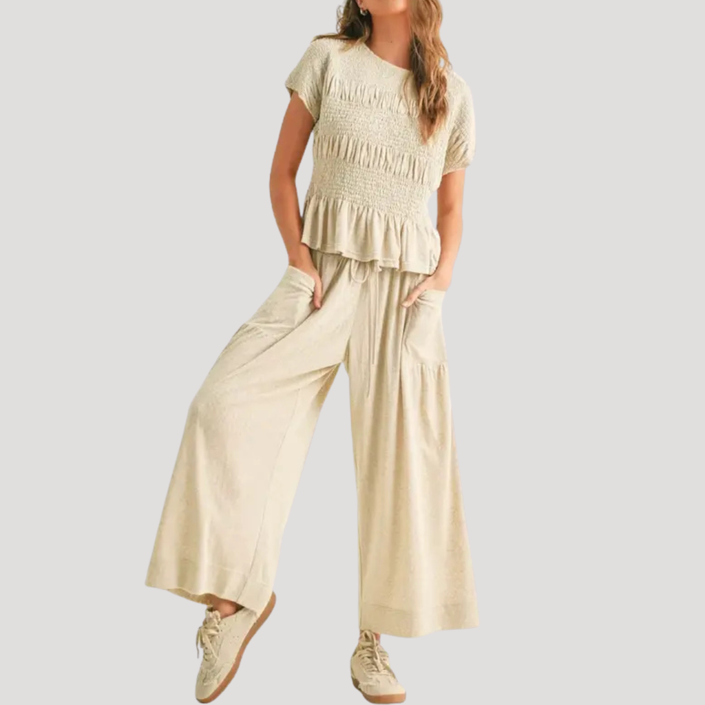 Zelda | Ensemble Top Peplum et Pantalons Large