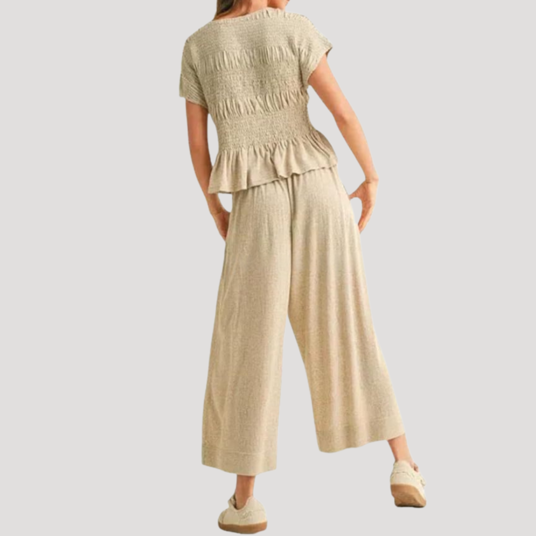 Zelda | Ensemble Top Peplum et Pantalons Large