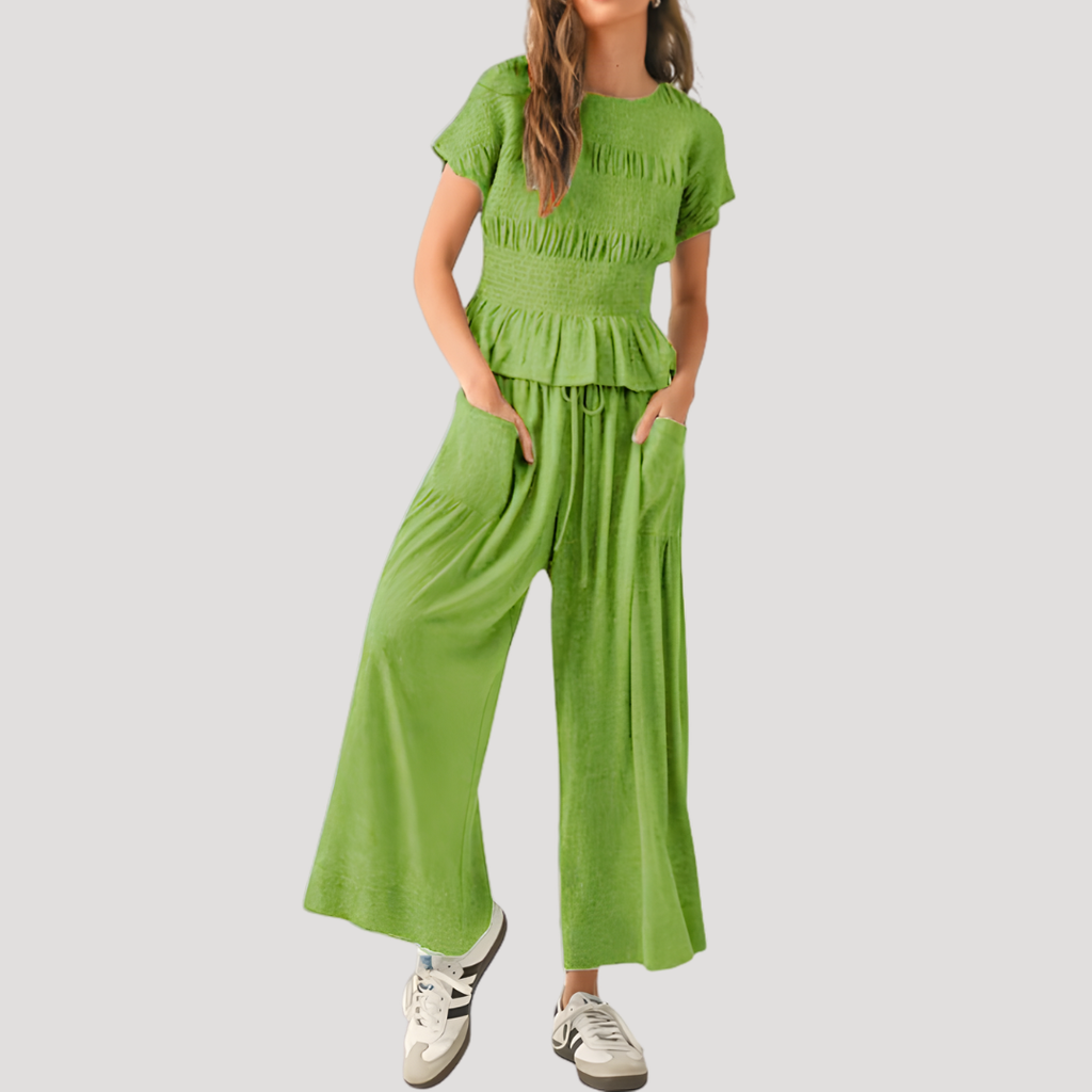 Zelda | Ensemble Top Peplum et Pantalons Large