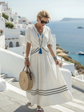 Robe Midi Blanche pour Femme | Encolure en V