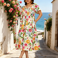 Phelia | Robe florale avec fronces et poches
